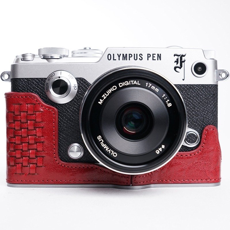 Martin Duke Camera Body Case For Olympus PEN F Dark Red - Cameras - Genuine Leather Red