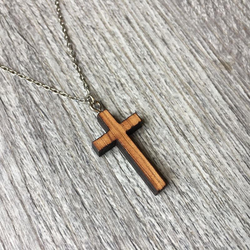 cross necklace A - สร้อยคอ - ไม้ 