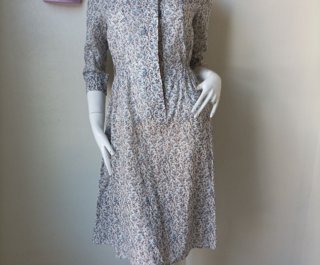 Vintage Old England Paris Floral dress , Cotton dress Size 34 ...