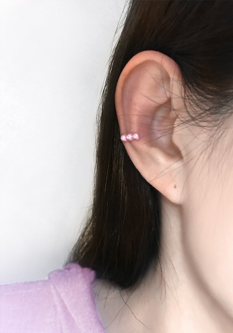 Three small bead Clip-On/ear bone clips (6 colors optional) - Earrings & Clip-ons - Glass Multicolor