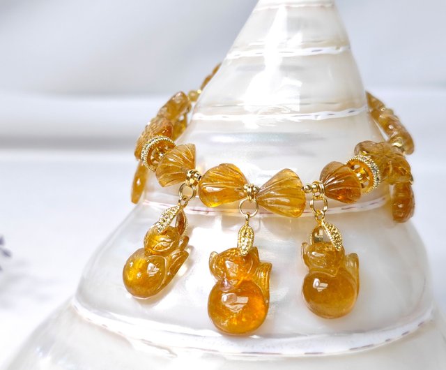 一点物！お狐様　天然ローズクォーツ×天然ダイヤモンド　ネックレストップ 一点物！お狐様 天然ローズクォーツ×天然ダイヤモンド