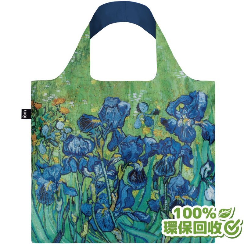 LOQI 環保材質購物袋-鳶尾花(無扣帶、無暗袋) - 手提包/手提袋 - 環保材質 綠色