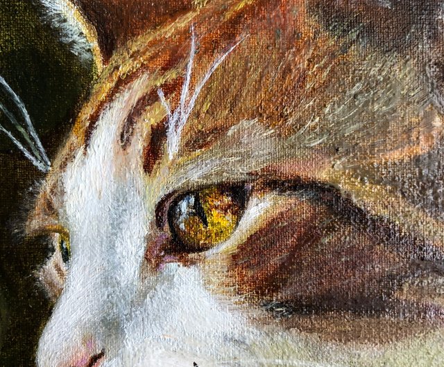 オレンジ色の猫のオリジナル油絵キャンバス壁アートホーム動物ポートレート - ショップ Alisa-Art ウォールデコ・壁紙 - Pinkoi