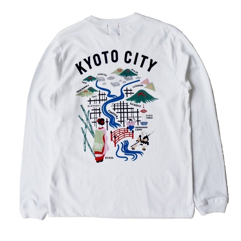 KYOTO LOGO L/S T-SHIRTS - White - Women's T-Shirts - Cotton & Hemp White