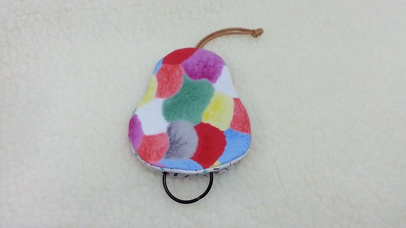 Billowing hair ball (4 colors) pear-shaped key case【K171205】 - ที่ห้อยกุญแจ - ผ้าฝ้าย/ผ้าลินิน หลากหลายสี
