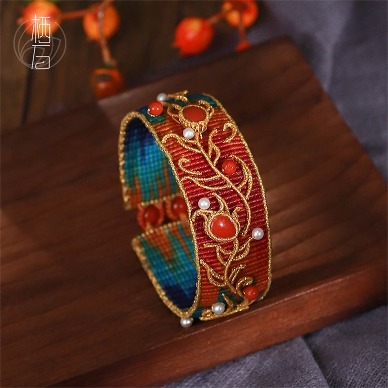 Qi Stone original poetry and painting series Phoenix Yufei Chinese style jewelry DIY hand-woven tutorial material package - Knitting, Embroidery, Felted Wool & Sewing - Thread 