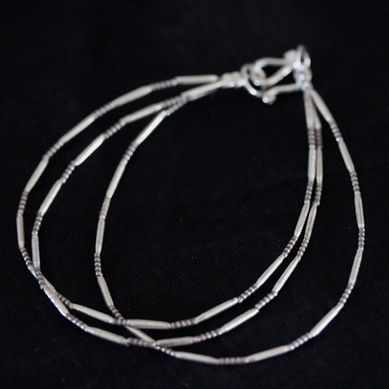 3-tiered handmade oxydized silver tube-beads bracelet (B0056) - สร้อยข้อมือ - เงิน สีเงิน