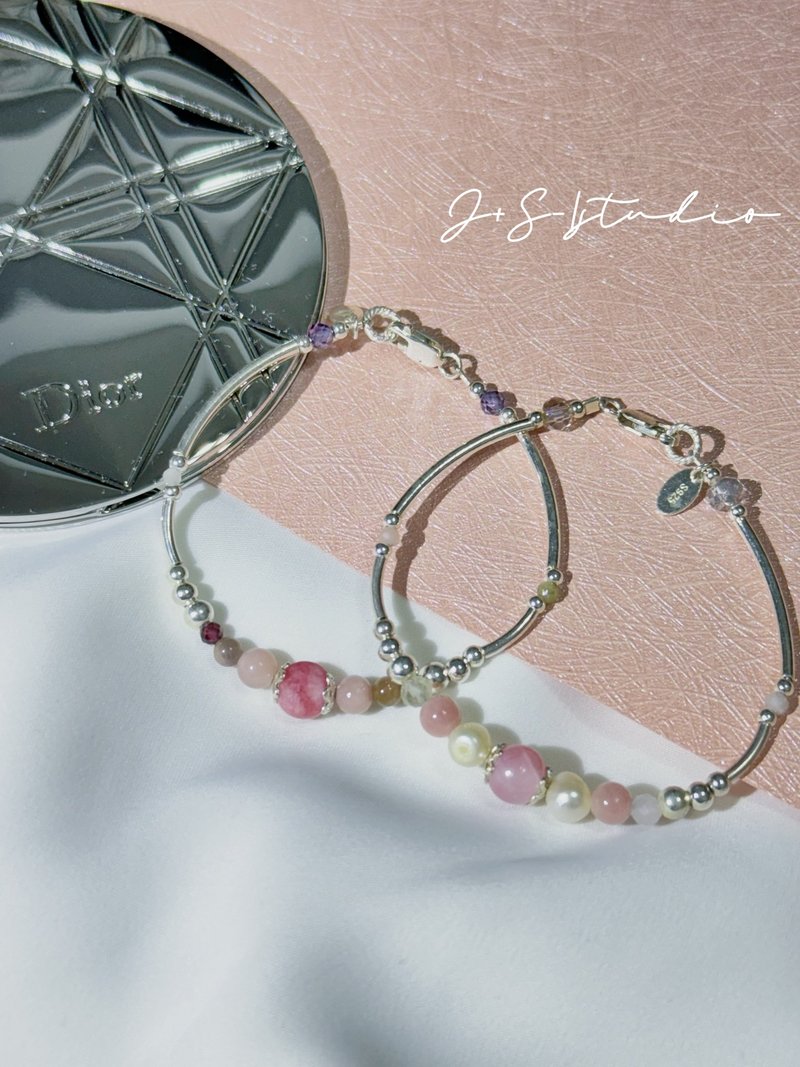 Pink Waltz Crystal Bracelet - สร้อยข้อมือ - คริสตัล สึชมพู