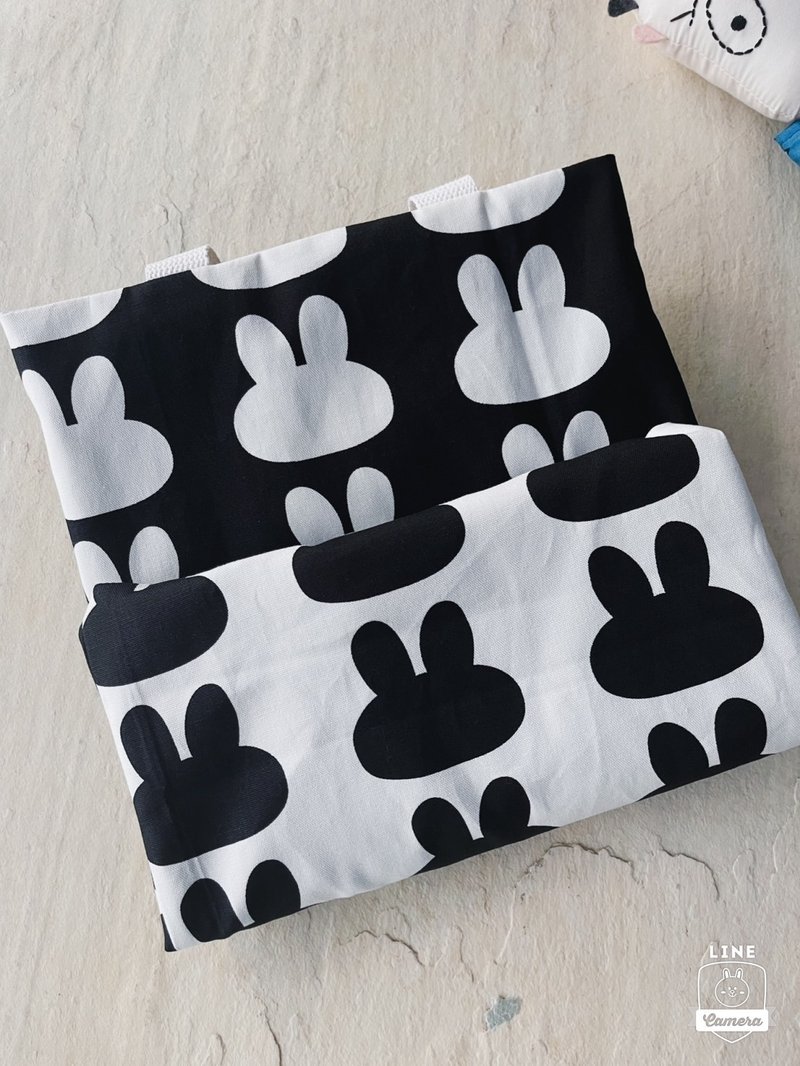 Style Linen series. Black and white bunny. A useful small bag for going out - Diaper Bags - Cotton & Hemp Black