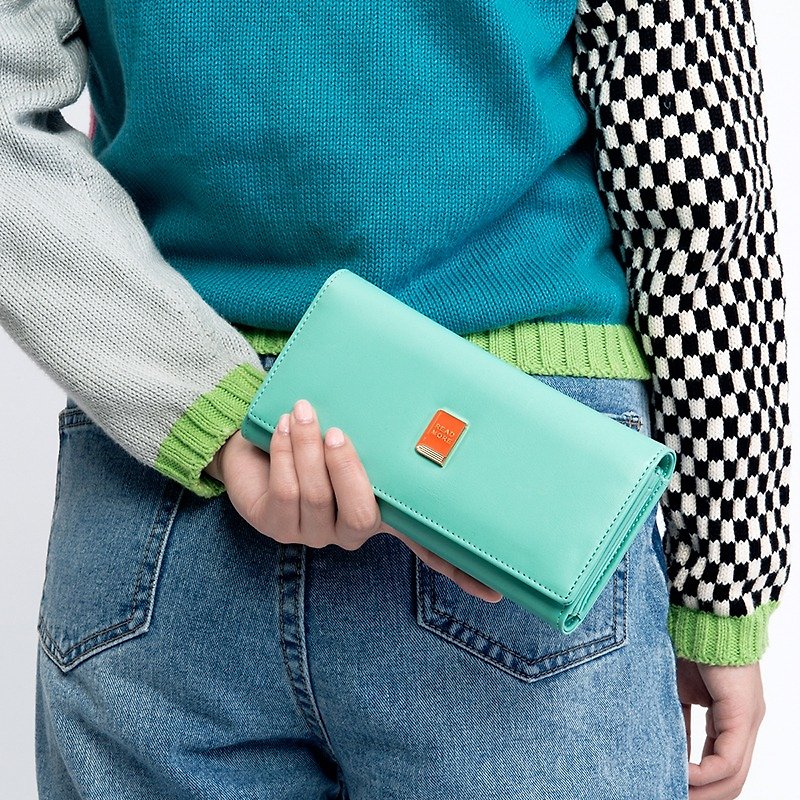 KIITOS CLASSIC 經典系列長款三折皮革錢包--閱讀款 - 銀包 - 真皮 綠色