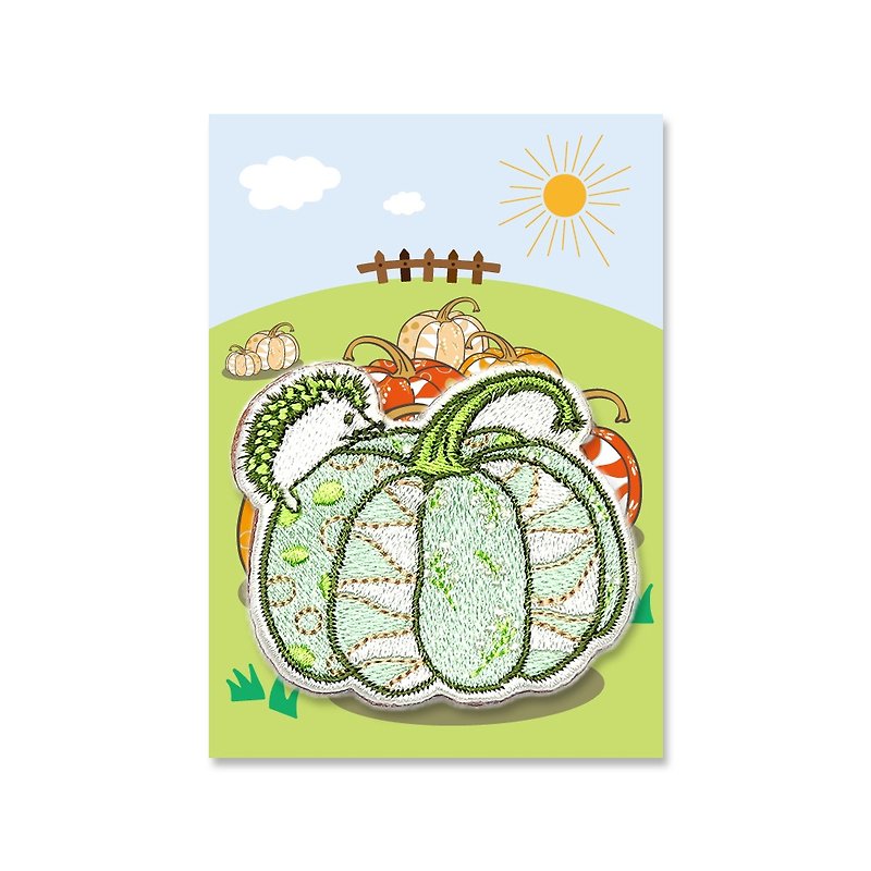 Exclusive design embroidery badge (fairy tale pumpkin garden) green丨wedding small things start school - Brooches - Thread Green