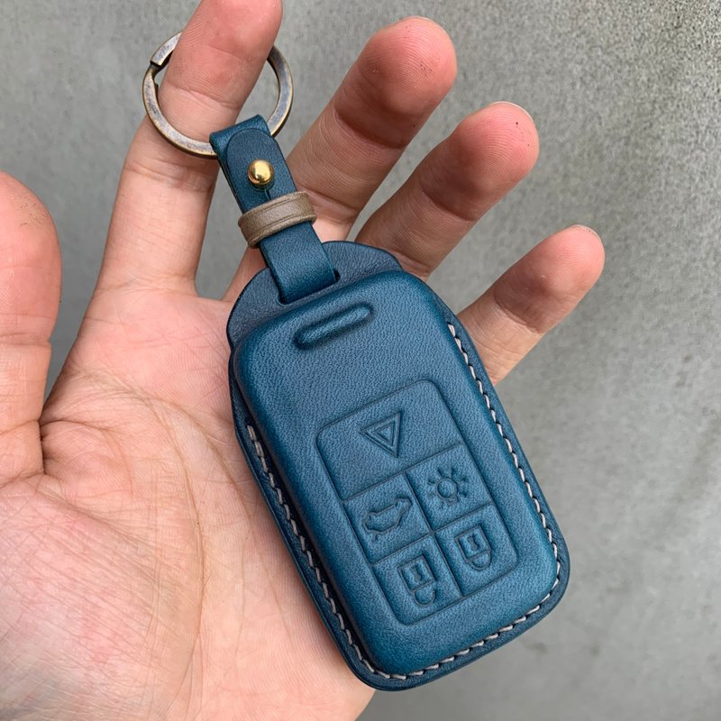 Volvo 汽車鑰匙皮套 富豪 v40 v90 s60 xc40 xc60 xc90 v70 v90 - 鑰匙圈/鑰匙包 - 真皮 卡其色