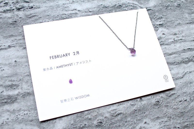 2月份誕生石-紫水晶  Amethyst アメジスト316L醫療鋼鎖骨項鍊 - 項鍊 - 寶石 紫色
