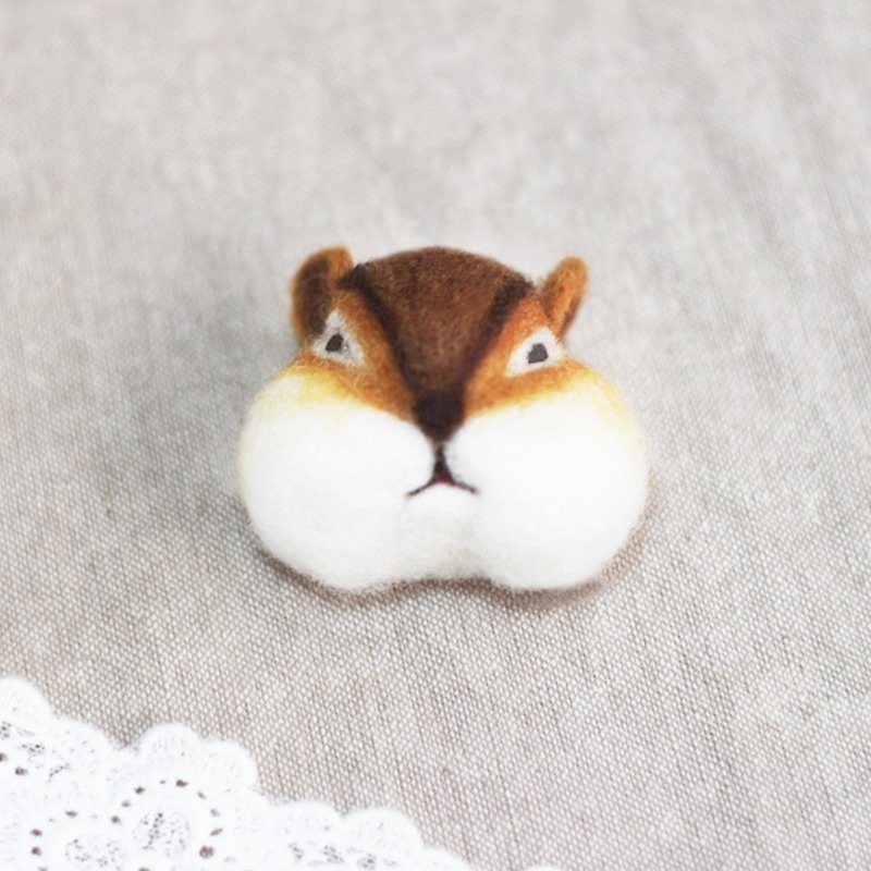 Chipmunk head wool felt pin material package New Year's gift (with video tutorial) - Knitting, Embroidery, Felted Wool & Sewing - Wool Brown