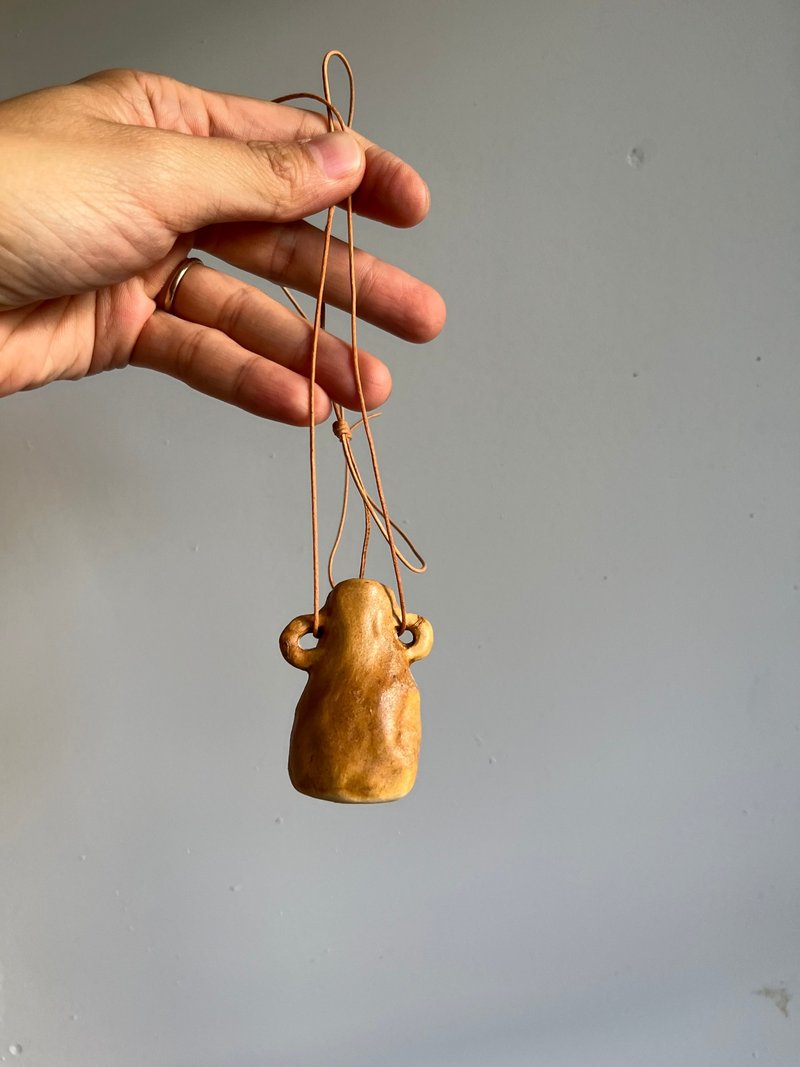 ブラウン セラミック 花瓶ネックレス - ロングネックレス - 陶器 ブラウン