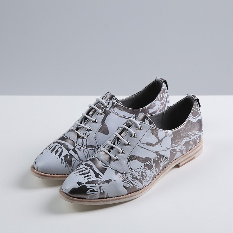 AMT ladies leather Oxford shoes - รองเท้าอ็อกฟอร์ดผู้หญิง - หนังแท้ สีเทา