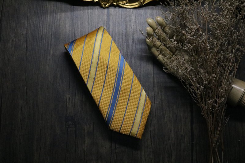 Yellow stripe silk business tie / gentlemanly men's versatile dress gift box - Ties & Tie Clips - Silk Yellow