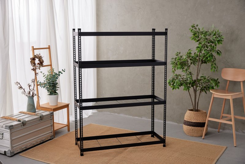 Made in Taiwan/Umi/angle steel/layer frame/four-layer screw-free angle steel frame 1848 four-layer medium-sized mesh - เฟอร์นิเจอร์อื่น ๆ - วัสดุอื่นๆ สีดำ