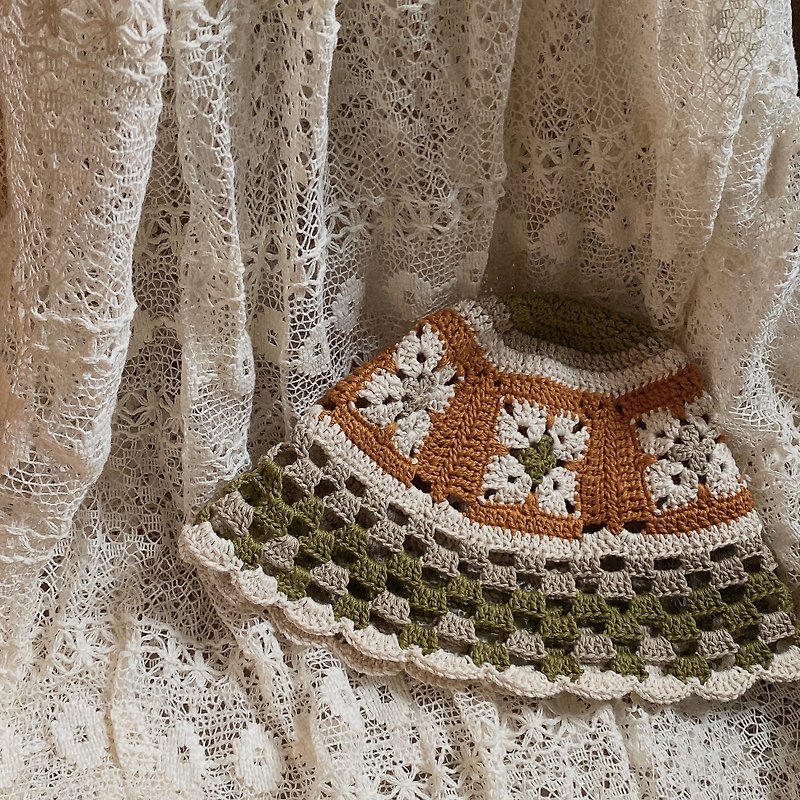 Crochet hat lightly fool Taiwan pure cotton thread mountain autumn colors - Hats & Caps - Cotton & Hemp 