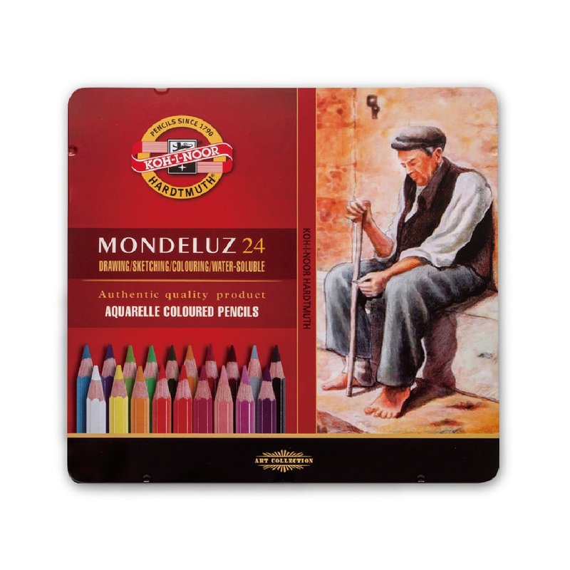 KOH-I-NOOR HARDTMUTH-3724 專業級MONDELUZ水溶鉛筆鐵盒裝-24色 - 鉛筆/自動鉛筆 - 環保材質 多色