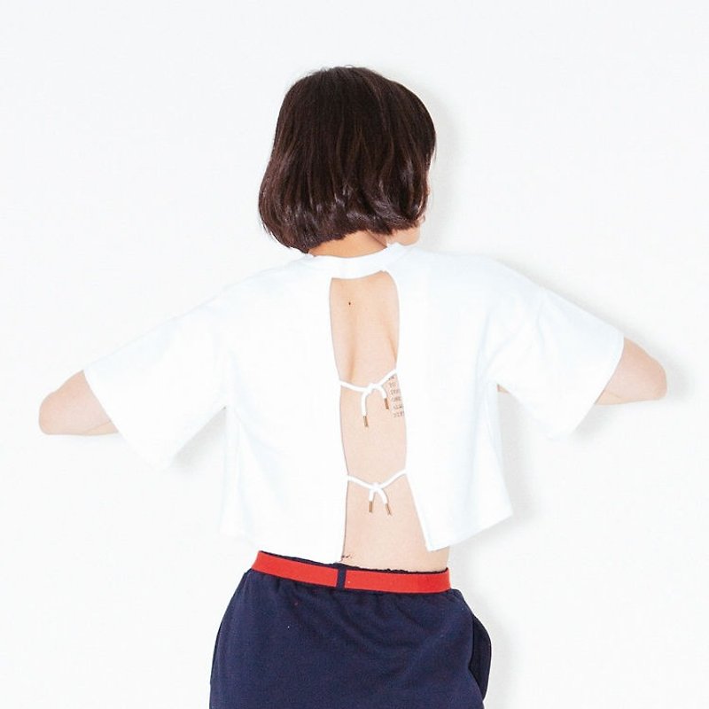 In order to be irreplaceable halter blouse / white - Women's Tops - Cotton & Hemp White