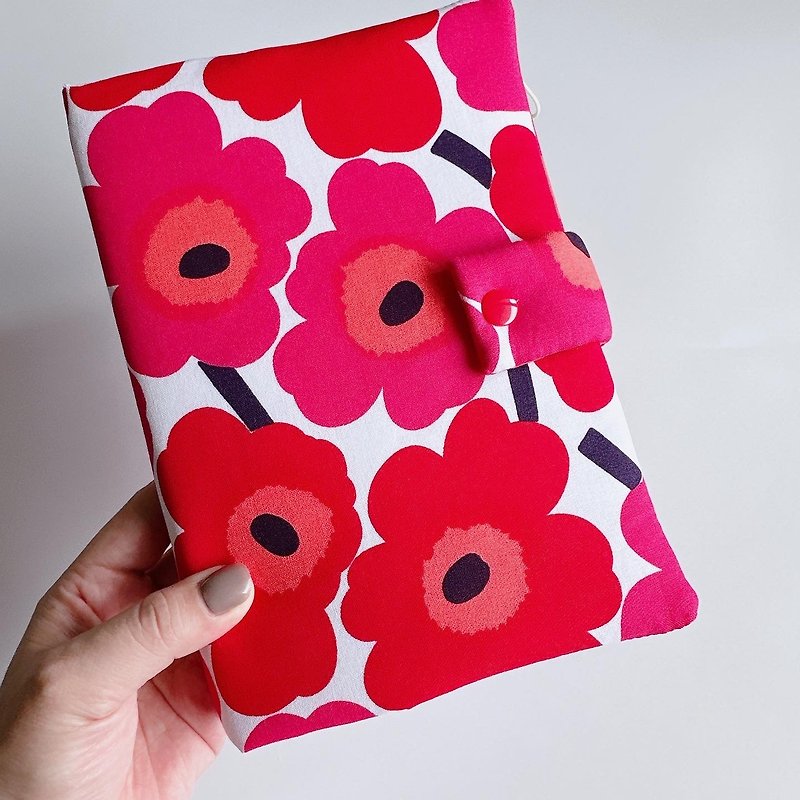Marimekko classic red flower baby manual cover, mother manual cover - Diaper Bags - Cotton & Hemp Red
