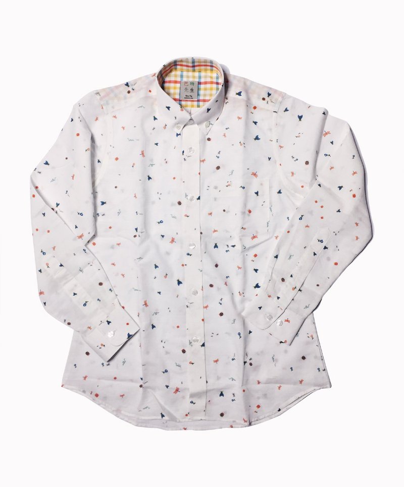 日光昆蟲 設計系列 手工襯衫 Shirt - 男襯衫/休閒襯衫 - 棉．麻 白色