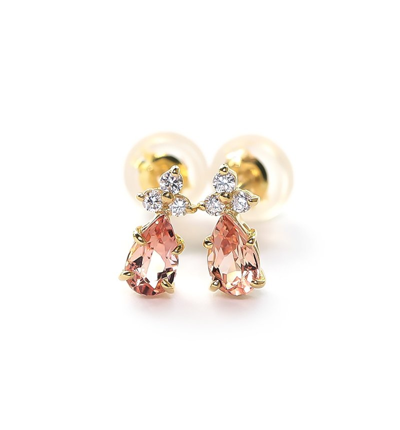 K18 Imperial Topaz & Diamond Post Earrings ~Ello Lilas~ November Birthstone - Earrings & Clip-ons - Gemstone Orange
