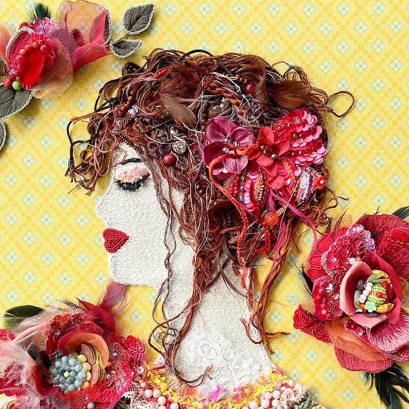 ビーズ刺繍アート   Coming up roses - ウォールデコ・壁紙 - 刺しゅう糸 