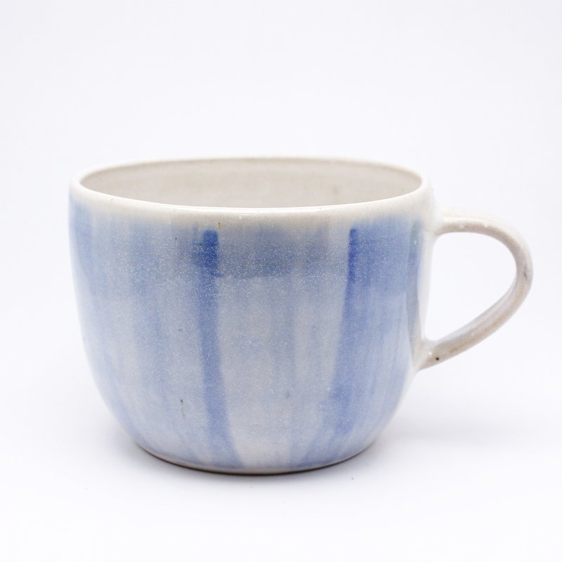 湖水系列-亮白釉水藍彩馬克杯  咖啡杯 茶杯 杯 馬克杯 手工杯 - 其他杯子 - 陶 