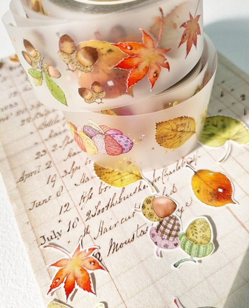 Matte PET 3cm /3.5cm - 2 rolls per set Autumn love - 紙膠帶/和紙/PET - 塑膠 