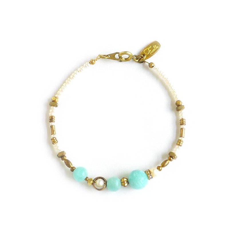 Ficelle | Handmade Brass Natural Stone Bracelet | [Tianhe Stone] Imitation of the outline - Bracelets - Gemstone 