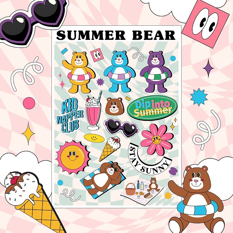 Summer Bear A6 Sticker - Stickers - Paper 