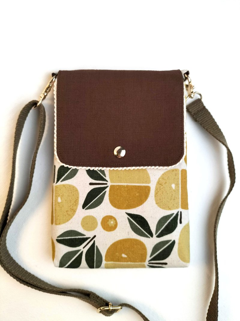 Geometric yellow apple/mobile phone bag/carrying bag/side backpack - Messenger Bags & Sling Bags - Cotton & Hemp 