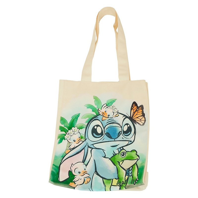 LOUNGEFLY-Stitch canvas tote bag - กระเป๋าถือ - ผ้าฝ้าย/ผ้าลินิน ขาว