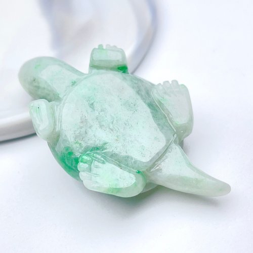 吉祥・長寿】グリーンフローライト翡翠亀の置物 | 天然ミャンマー産