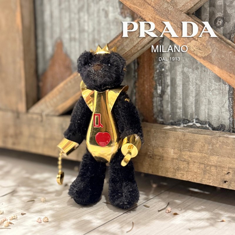 稀有美品 PRADA 泰迪金色皇冠盔甲小熊鑰匙圈掛飾 - 鑰匙圈/鑰匙包 - 其他金屬 金色