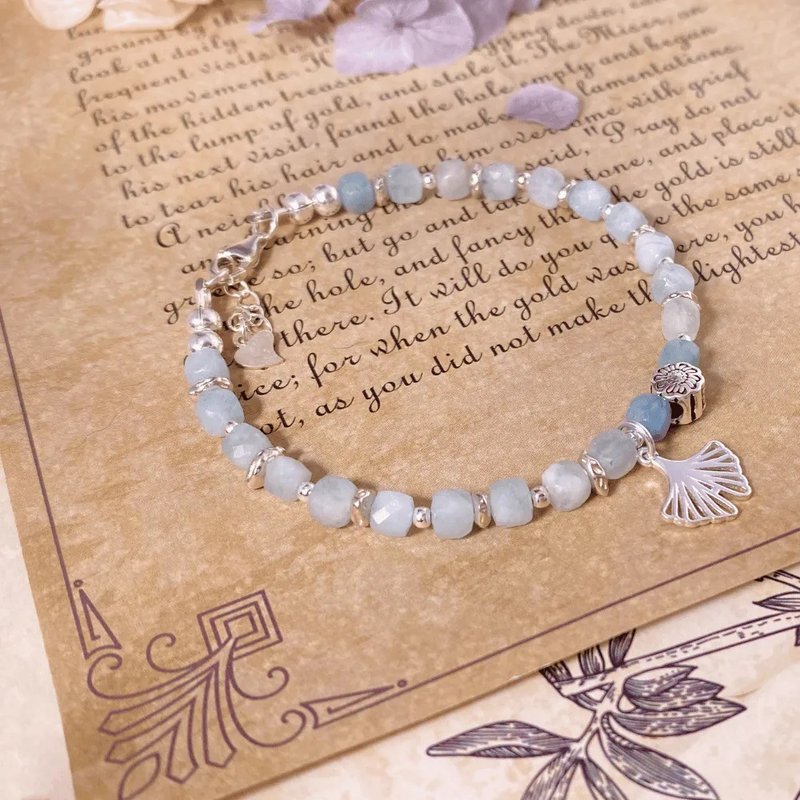 Throat Chakra Energy Crystal × Coast Debussy (Aquamarine, 925 Sterling Silver) - Bracelets - Crystal Blue