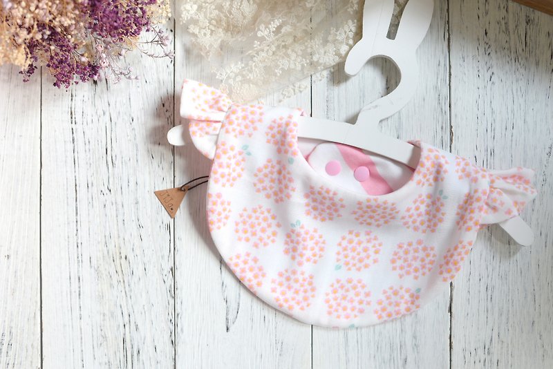 CIRCLE FLOWER PINK  手製限定實用口水肩   - 圍兜/口水巾 - 棉．麻 粉紅色