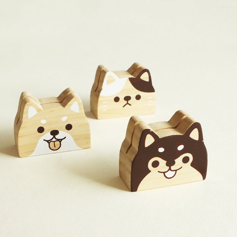 Log Lucky Animal Memo Clip (3 pictures) SK-81 Lucky Wooden Memo Clip - ที่ตั้งบัตร - ไม้ 