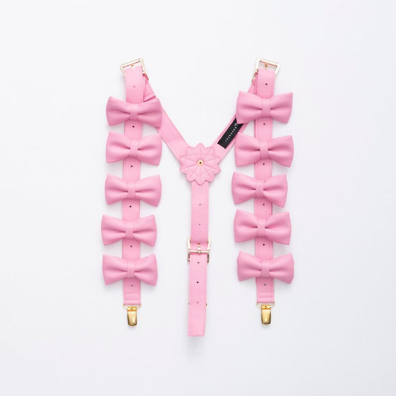 Ribbon bow suspender - Belts - Faux Leather Pink