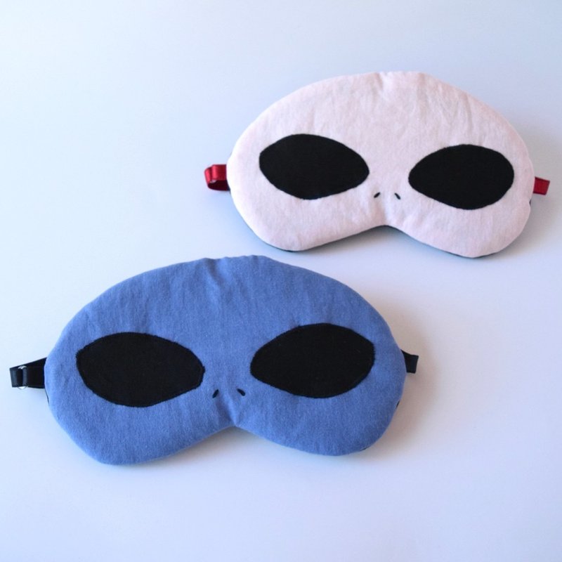 [Lucky bag] Alien eye mask 2-piece set | Storage pouch included | Birthday | Present - ผ้าปิดตา - ผ้าฝ้าย/ผ้าลินิน สีน้ำเงิน