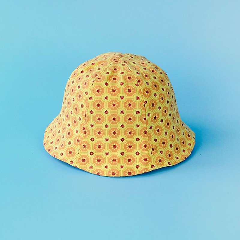 Sun Hat-Kids / Old Ceramic Tile No.2 / Sunshine Yellow - หมวก - ผ้าฝ้าย/ผ้าลินิน 