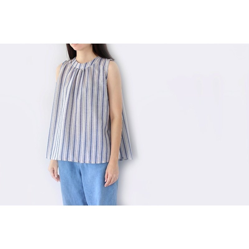 Sleeveless shirt, loose fit, can be worn on both sides. - 女上衣/長袖上衣 - 棉．麻 