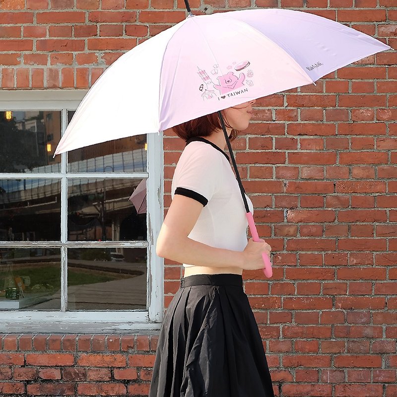 【台灣文創 Rain's talk】愛台灣抗UV直骨傘 - 雨傘/雨衣 - 防水材質 粉紅色