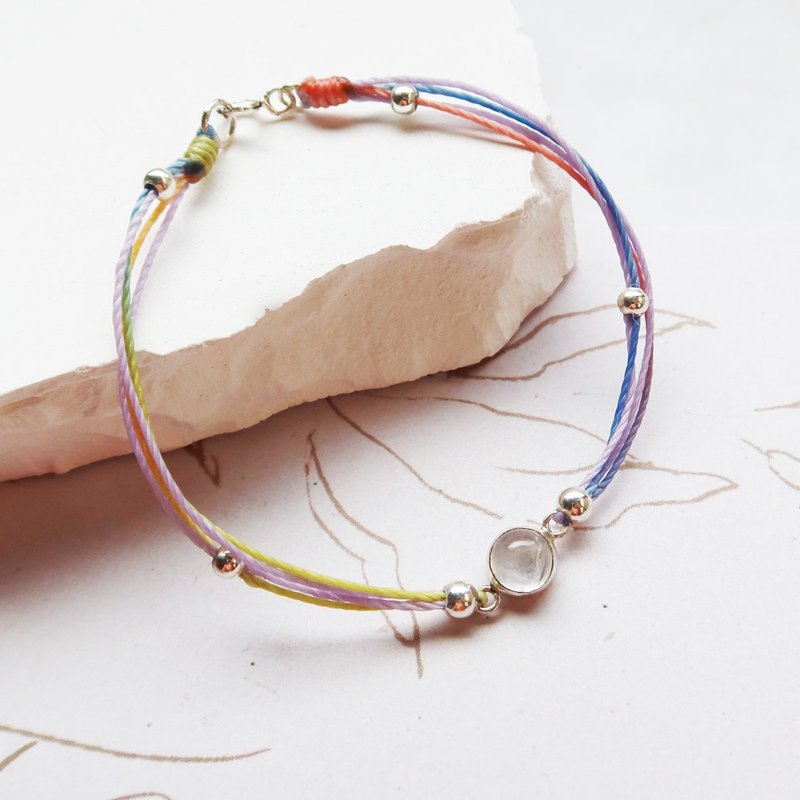 [Crystal Wax Rope Series] Moonstone | Positive energy ultra-fine Wax rope bracelet | Big girl - สร้อยข้อมือ - เครื่องประดับพลอย หลากหลายสี