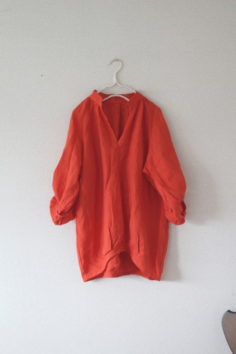 Lithuanian Linen raglan tunic tomato red - Women's Tops - Cotton & Hemp 