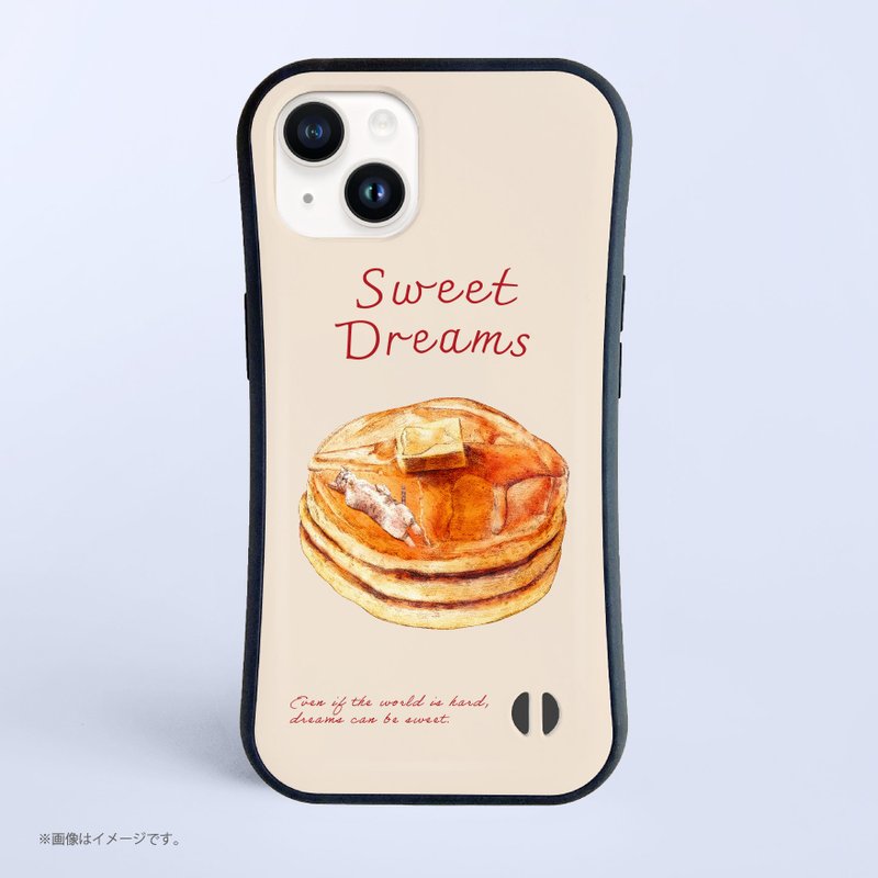 SWEET DREAMS _ Cat & Pancakes /耐衝撃グリップiPhoneケース - 手機殼/手機套 - 塑膠 白色