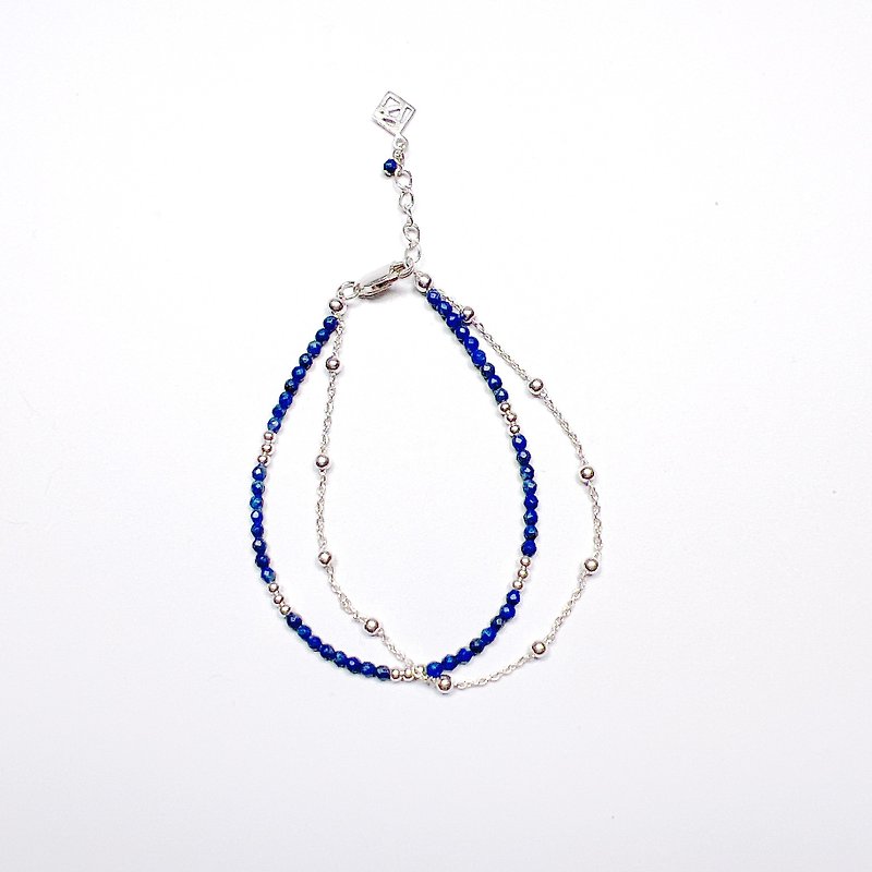 Good chain in pairs series_ lapis lazuli bracelet - Bracelets - Sterling Silver Blue