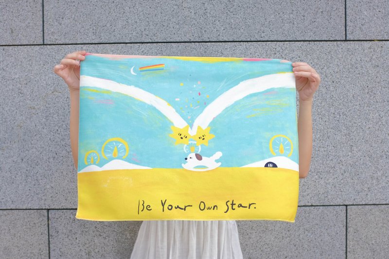 | Be Your Own Star. | Illustration Hanging Cloth - ตกแต่งผนัง - ผ้าฝ้าย/ผ้าลินิน สีน้ำเงิน